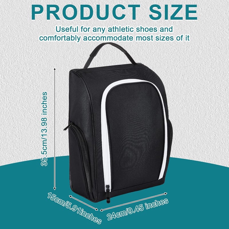 Funtery 2 Pcs Golf Shoe Bag for Travel Zippered Sports Shoe Carrier Tote Bags Golf Accessories with Ventilation Outside Pocket for Balls Tees Socks Accessories Men Women - Image 2